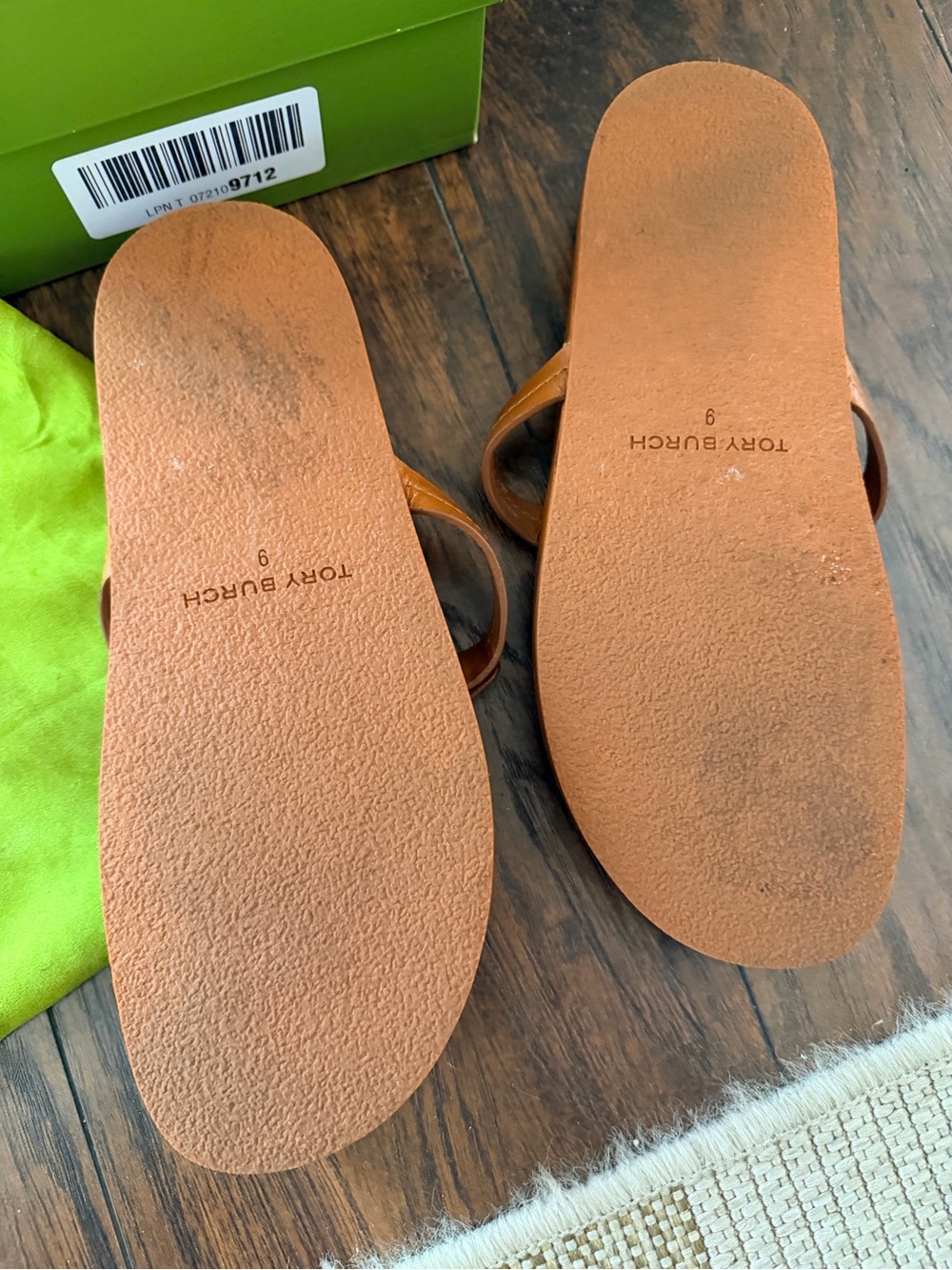 Tory Burch Cognac Leather Miller Thong Sandals with Logo Medallion - Picture 4 of 4